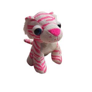 Adorable Pink & White Tiger Cub Plush 5" Seated Stuffed Animal